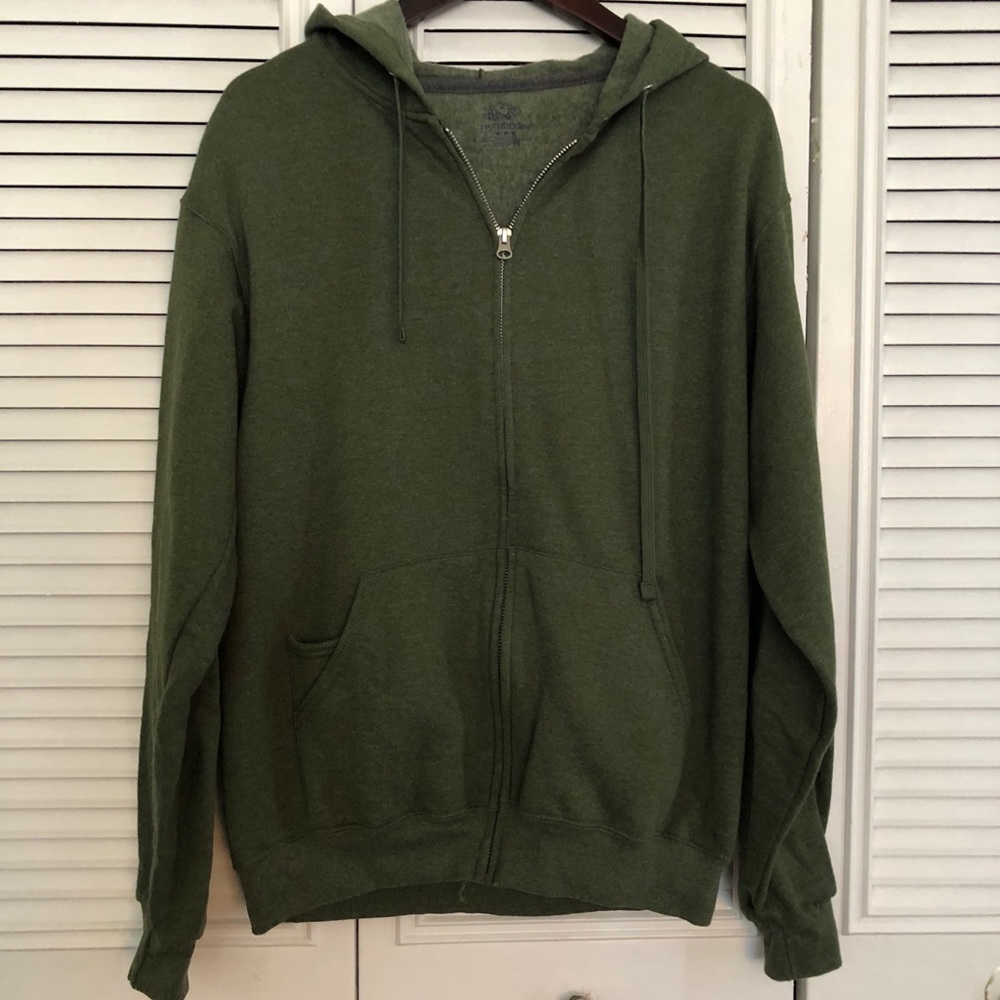 Men’s Heather Green Zip Up Hoodie